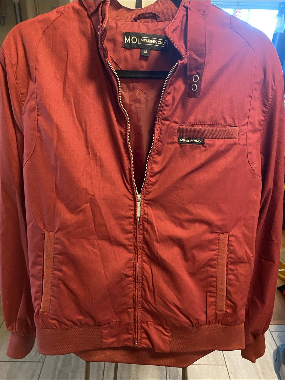 Vintage Members Only Rust Red Bomber Jacket Size M
